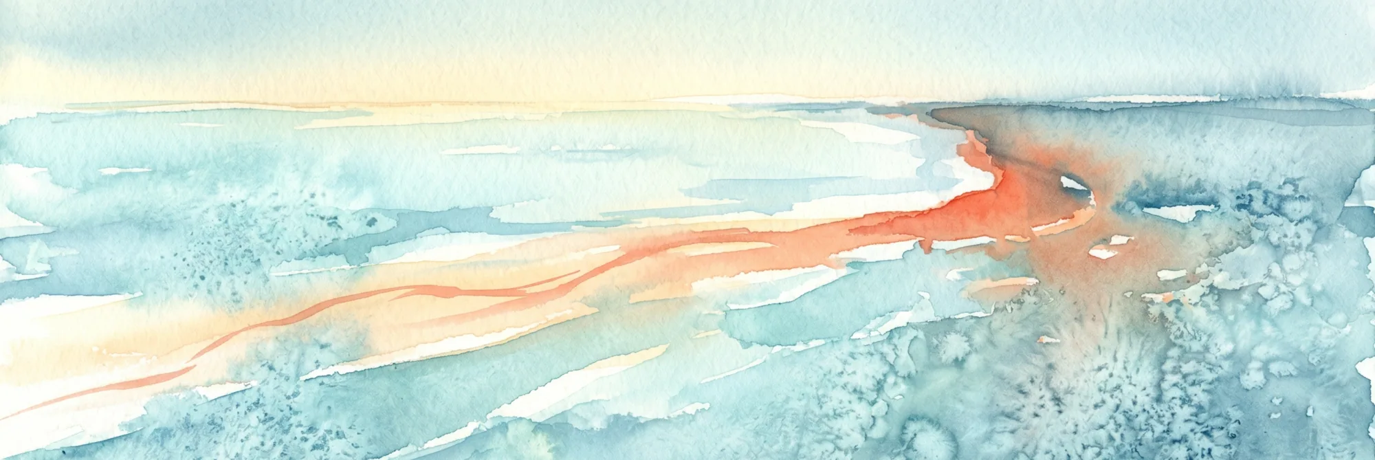 A watercolour of the Northern build-out: a warm current flowing across a glacial expanse and stalling at a far cold boundary